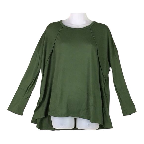 Forgotten Grace Women’s Tee Green High Low Hem Raw Edge Top Size M NWOT - Picture 1 of 10